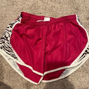 Differ athletic shorts. Pink with zebra print trim